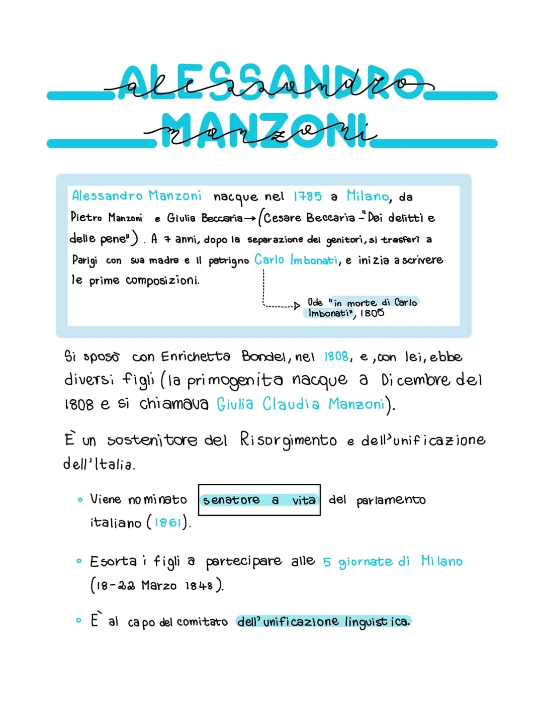 ALESSANDRO
Manzoni
Alessandro Manzoni nacque nel 1785 a Milano, da
Pietro Manzoni e Giulia Beccaria → » (Cesare Beccaria -"Dei delitti e
del