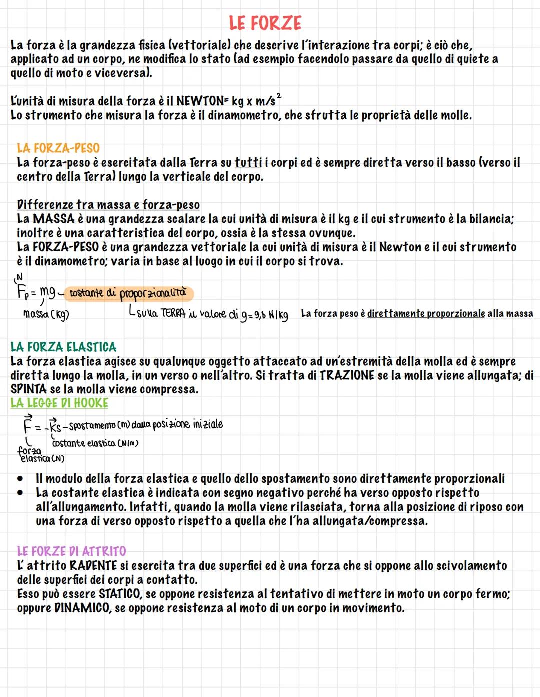 # LE FORZE

La forza è la grandezza fisica (vettoriale) che descrive l'interazione tra corpi; è ciò che,
applicato ad un corpo, ne modifica 