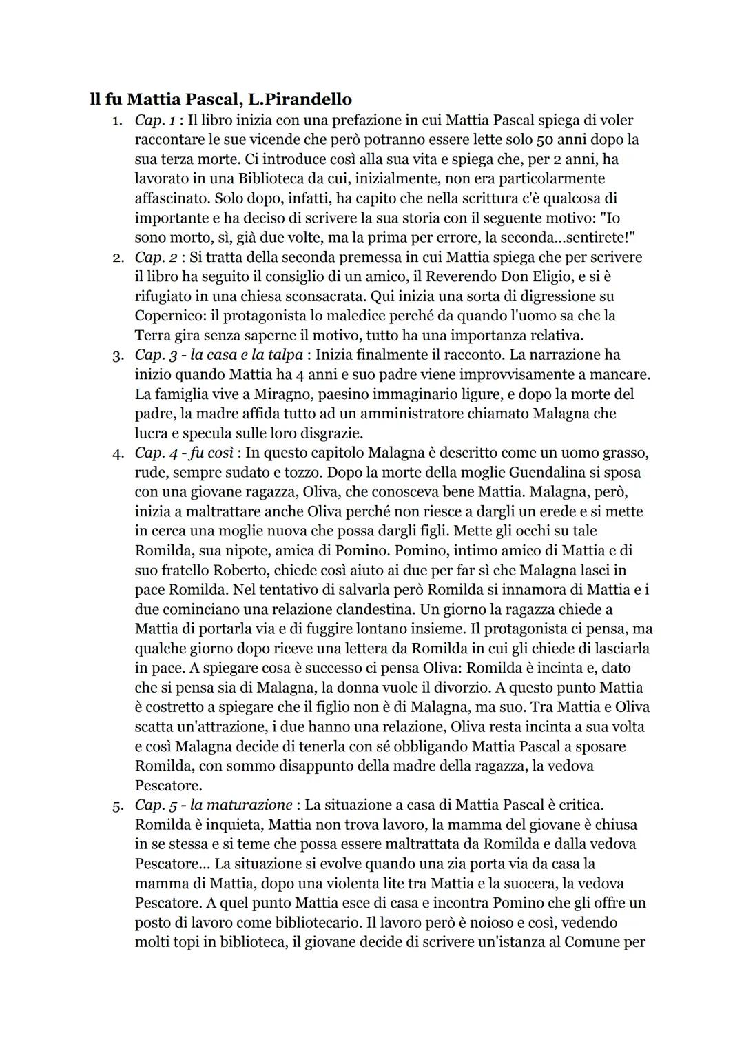 Riassunto di 'Il Fu Mattia Pascal' 