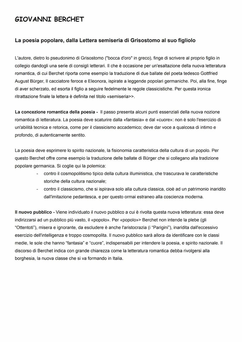 IL ROMANTICISMO EUROPEO: IL RIFIUTO DELLA RAGIONE E
L'IRRAZIONALE
Il Romanticismo è un movimento culturale che comprende tutte le braccia de