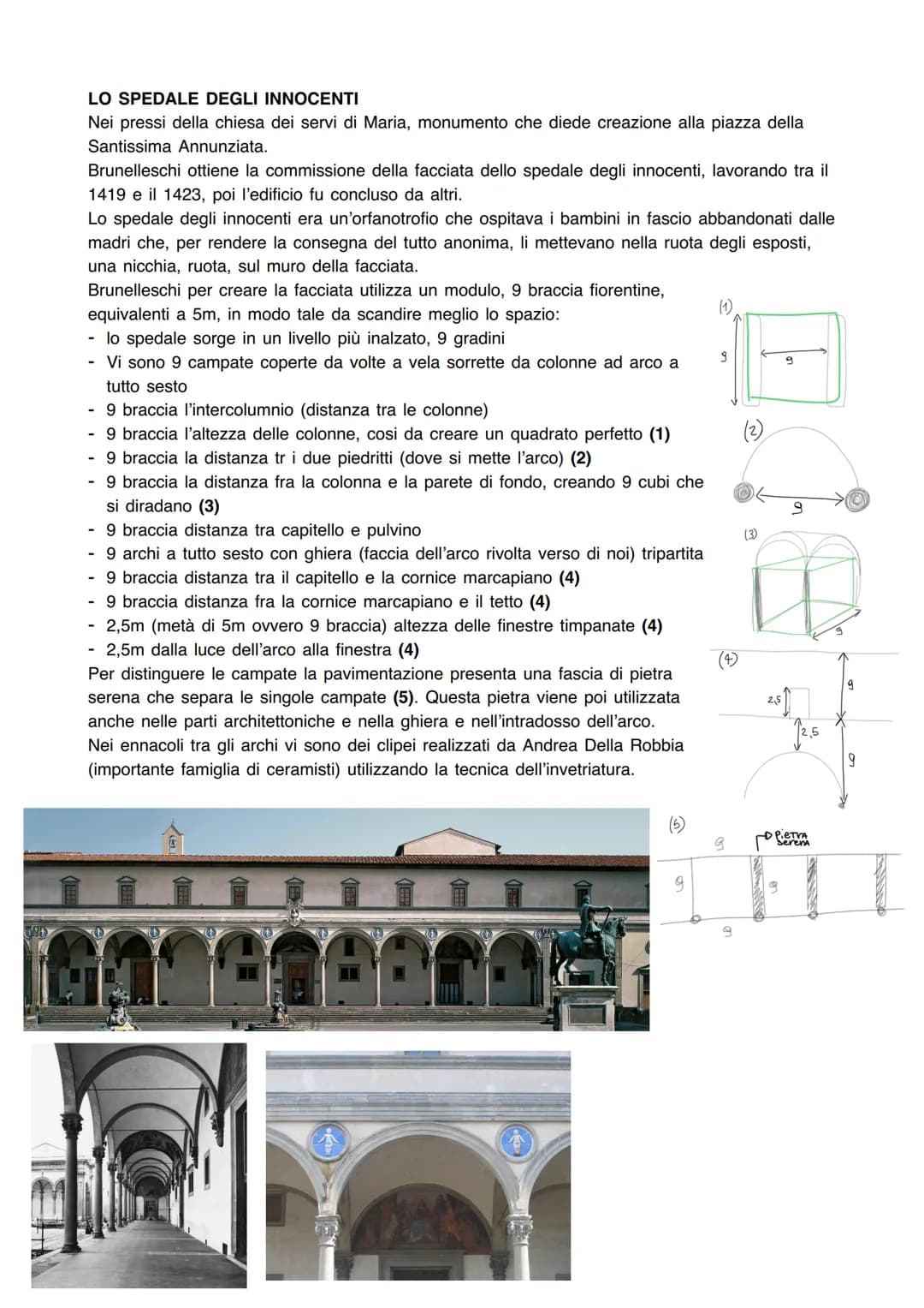 LO SPEDALE DEGLI INNOCENTI
Nei pressi della chiesa dei servi di Maria, monumento che diede creazione alla piazza della
Santissima Annunziata