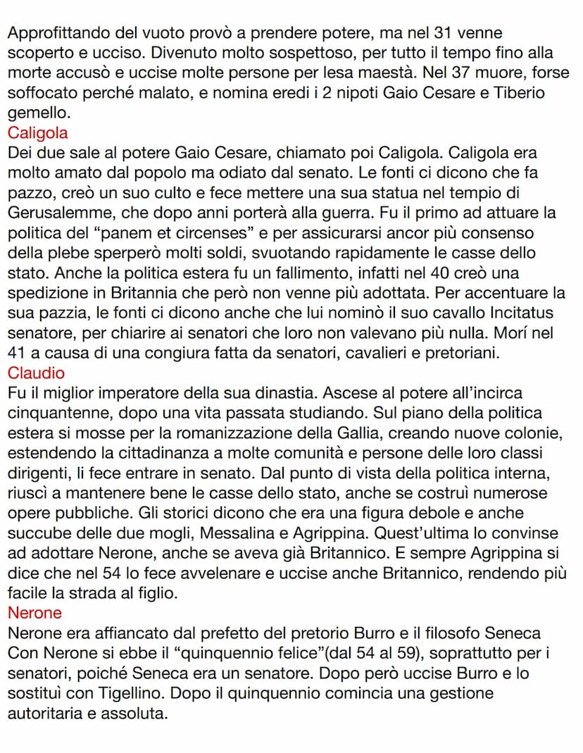 DOPO LA MORTE DI AUGUSTO
Augusto morì nel 14 d.c. e non indicò nessun successore, infatti dal suo
matrimonio ebbe solo una figlia e adottò m