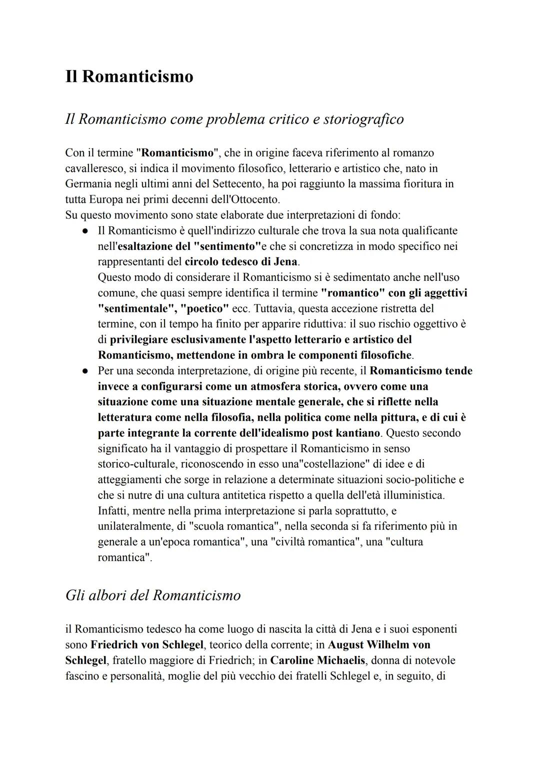 Il Romanticismo
Il Romanticismo come problema critico e storiografico
Con il termine "Romanticismo", che in origine faceva riferimento al ro
