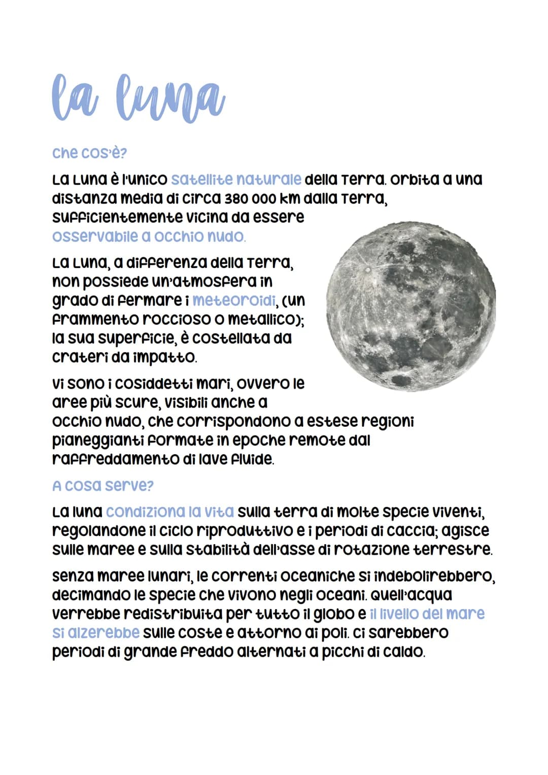 la luna
che cos'è?
La Luna è l'unico satellite naturale della Terra. orbita a una
distanza media di circa 380 000 km dalla Terra,
sufficient