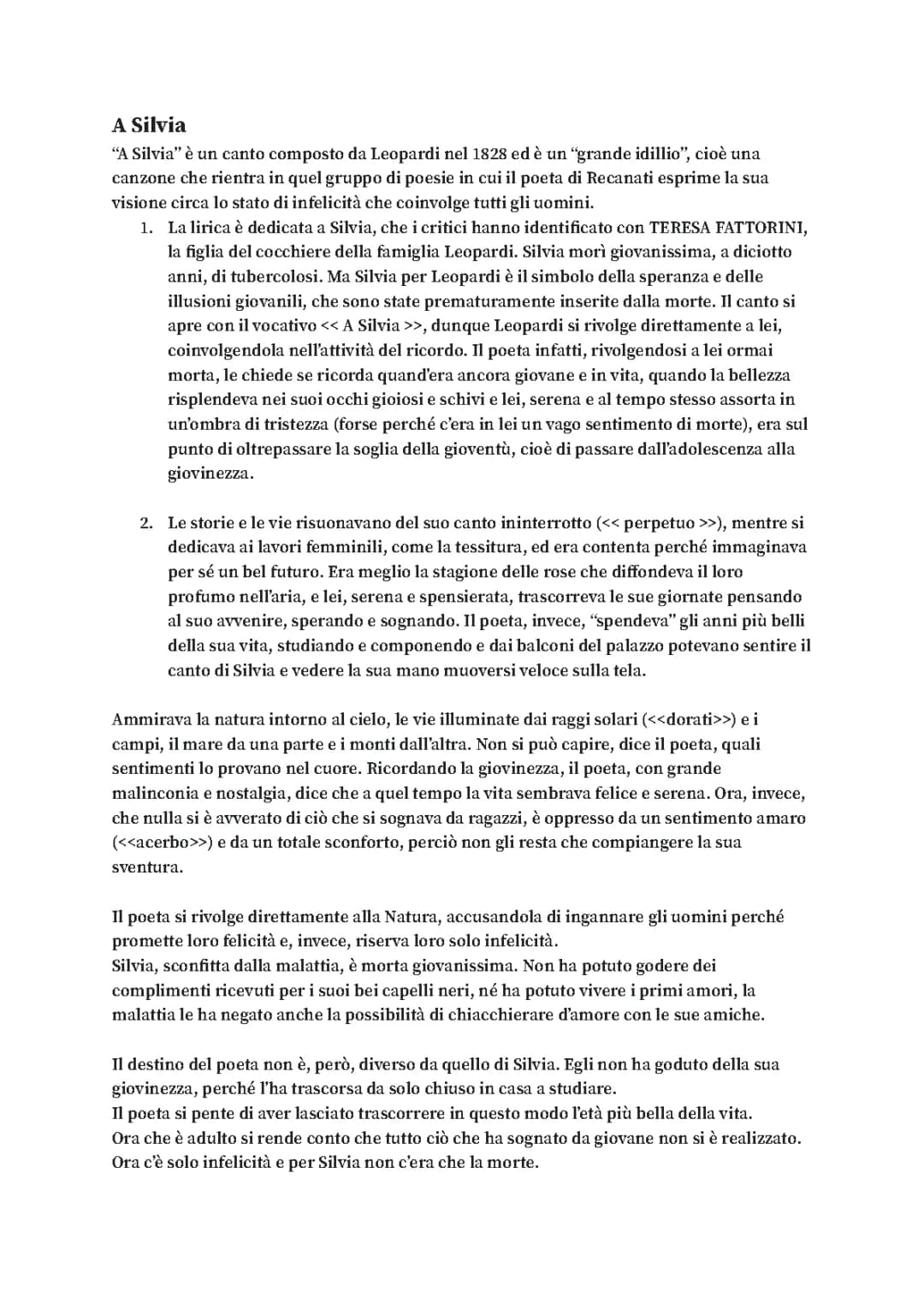 Analisi e Parafrasi di 'A Silvia' di Leopardi
