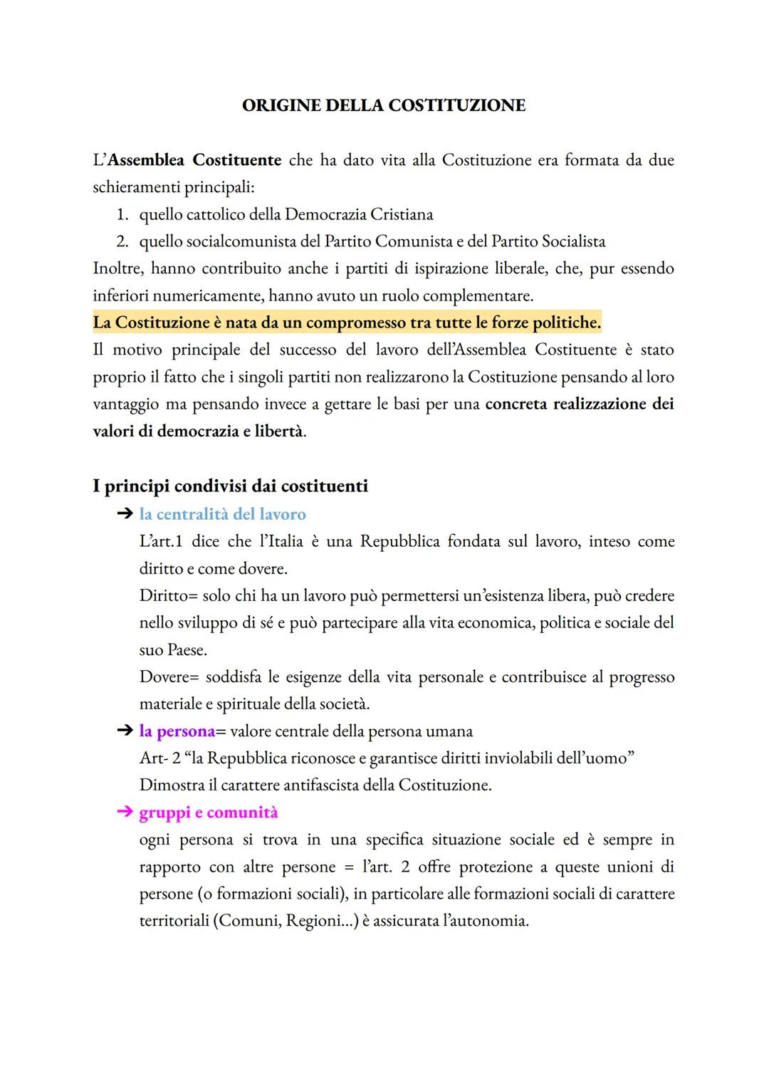 # ORIGINE DELLA COSTITUZIONE

L'Assemblea Costituente che ha dato vita alla Costituzione era formata da due
schieramenti principali:

1. que