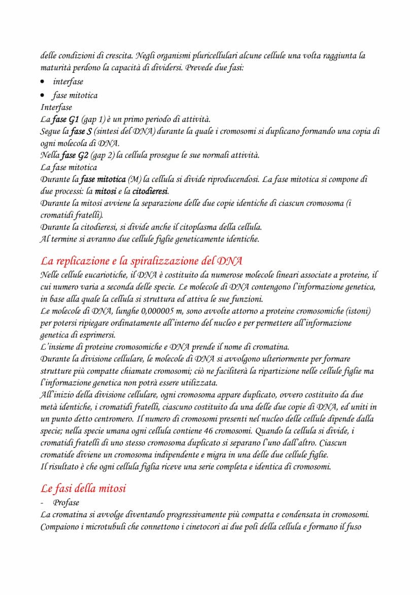 La divisione cellulare e la riproduzione
LA DIVISIONE CELLULARE
La divisione cellulare è il processo grazie al quale una cellula si divide i