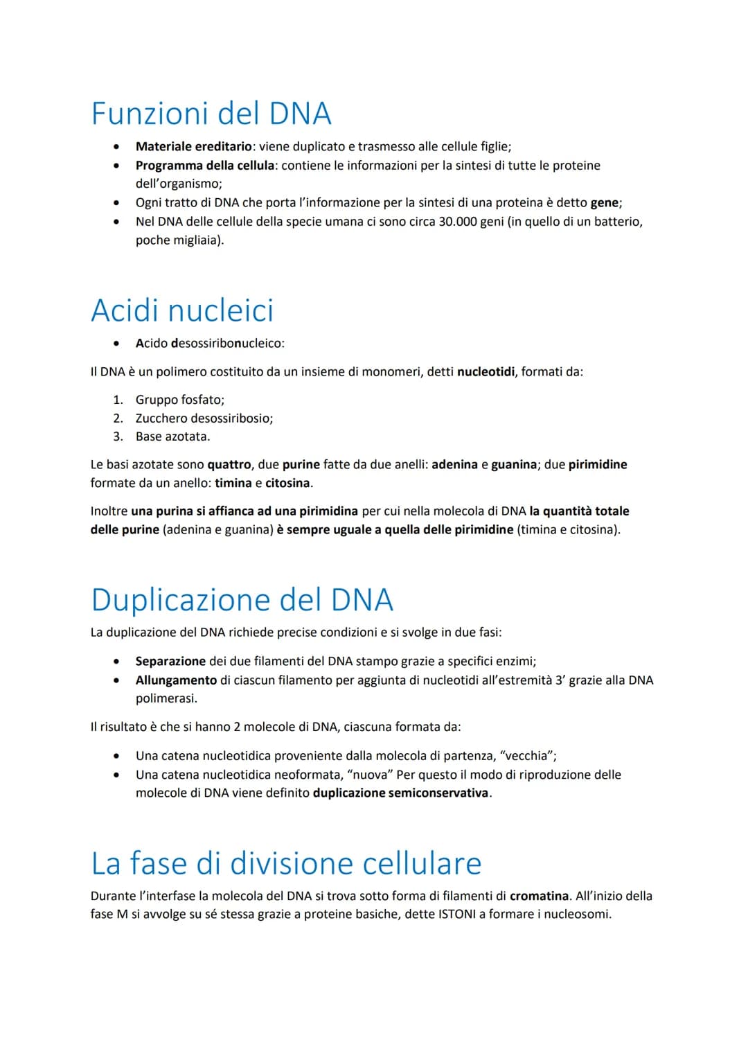 Ciclo cellulare
Insieme di eventi compresi tra la nascita di una cellula eucariote e la sua divisione in
cellule figlie
Interfase:
1. Fase G