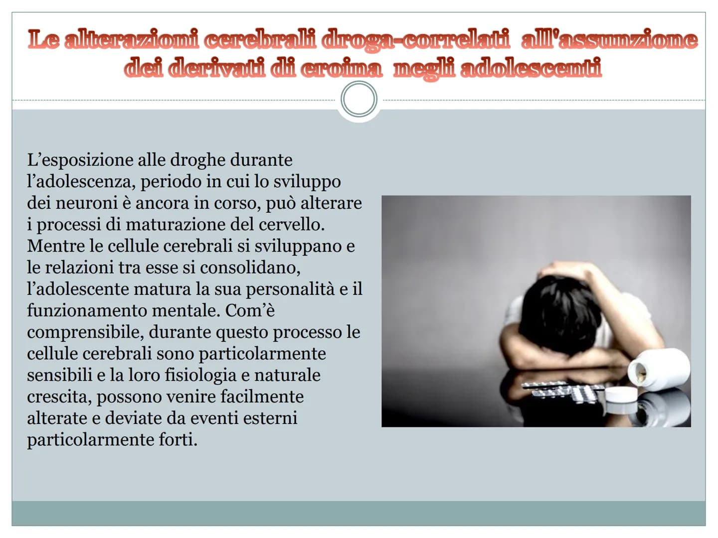 Le droghe
O
DAN POWO Le dipendenze
O
La dipendenza è un processo emozionale
normale, una propensione
umana generale e inevitabile, appartene