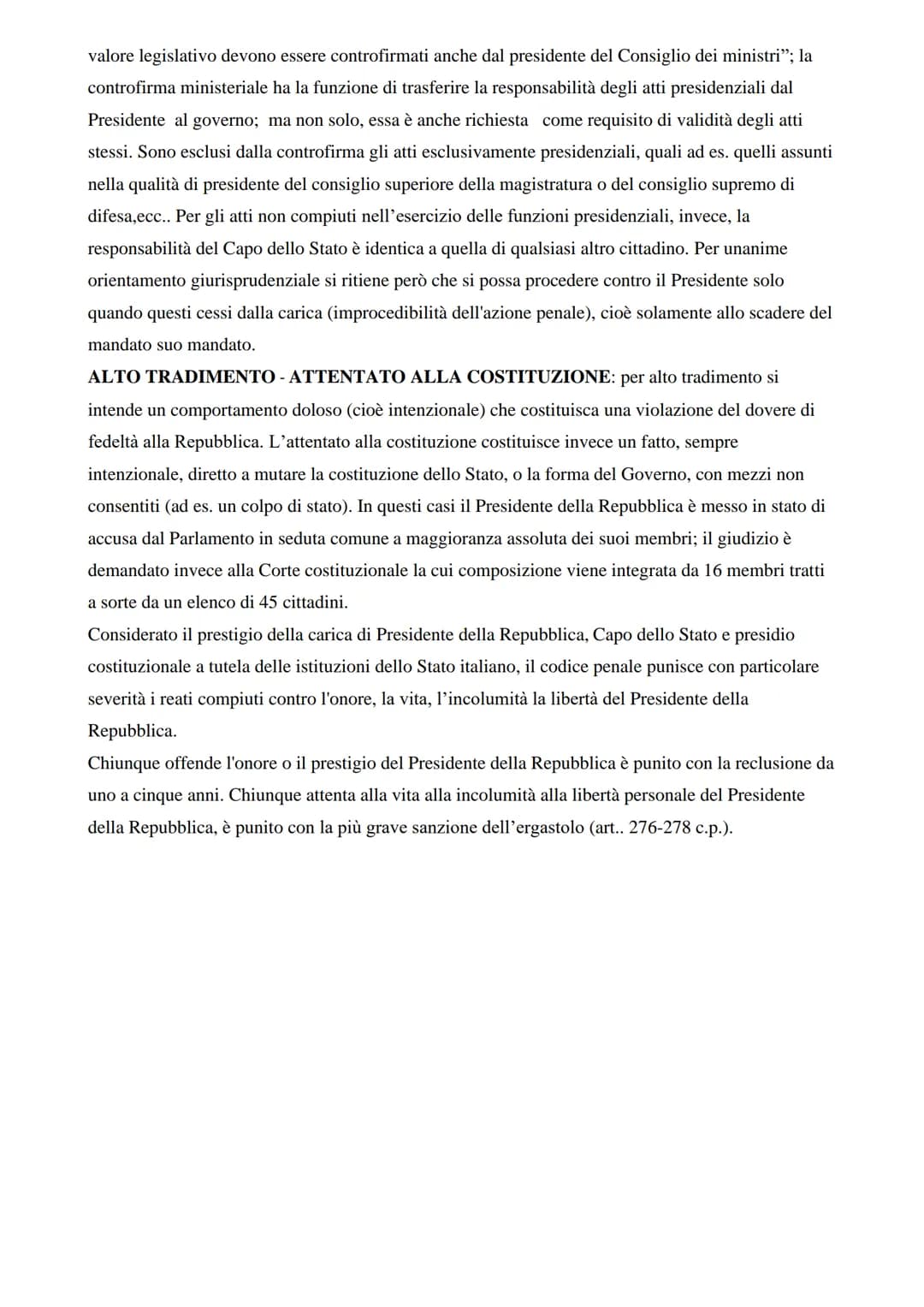 ●
IL PRESIDENTE DELLA REPUBBLICA
RUOLO: nel nostro ordinamento il Presidente della Repubblica non ha alcun potere
politico. Egli è il simbol