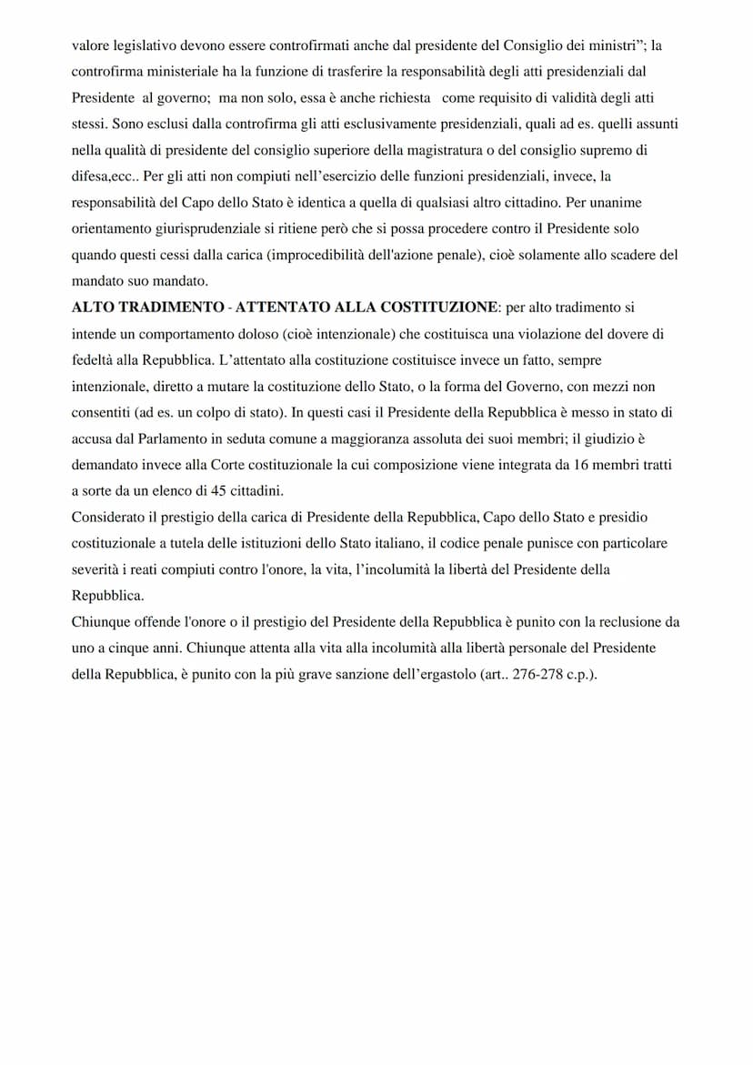 ●
IL PRESIDENTE DELLA REPUBBLICA
RUOLO: nel nostro ordinamento il Presidente della Repubblica non ha alcun potere
politico. Egli è il simbol