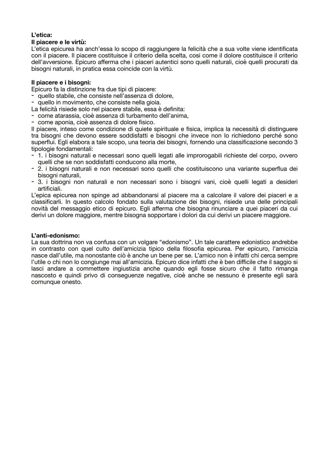 # Epicuro

La vita:
Epicuro nacque nel 341 c.C. a samo, dove ascoltò le lezioni del platonico panfilo e del democrito
neusifone. Inizialment