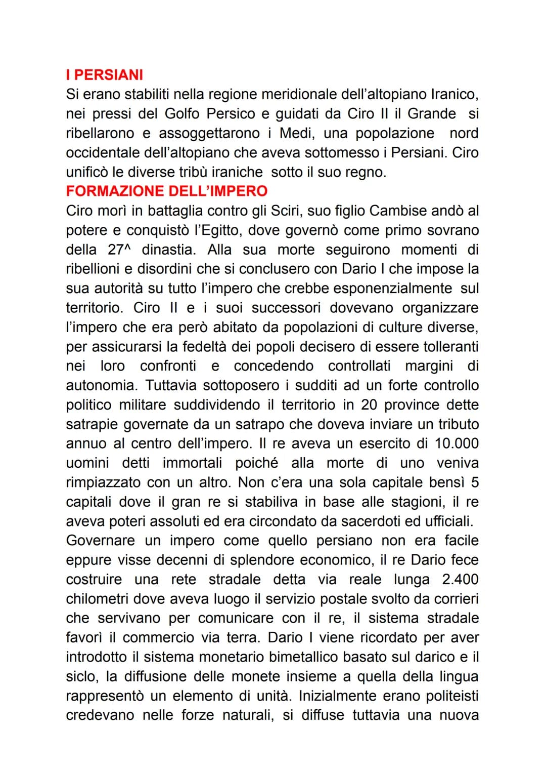 I PERSIANI
Si erano stabiliti nella regione meridionale dell'altopiano Iranico,
nei pressi del Golfo Persico e guidati da Ciro II il Grande 