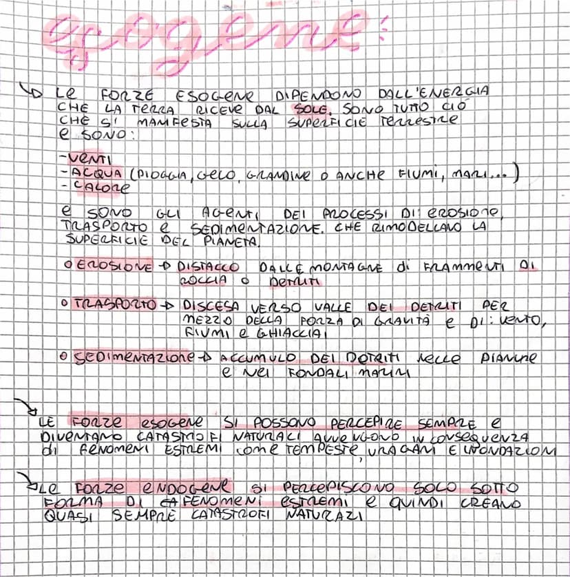 
<p>La litosfera è partecipe di forze endogene e esogene che trasformano la sua forma. Le forze endogene, interne al pianeta, sono important