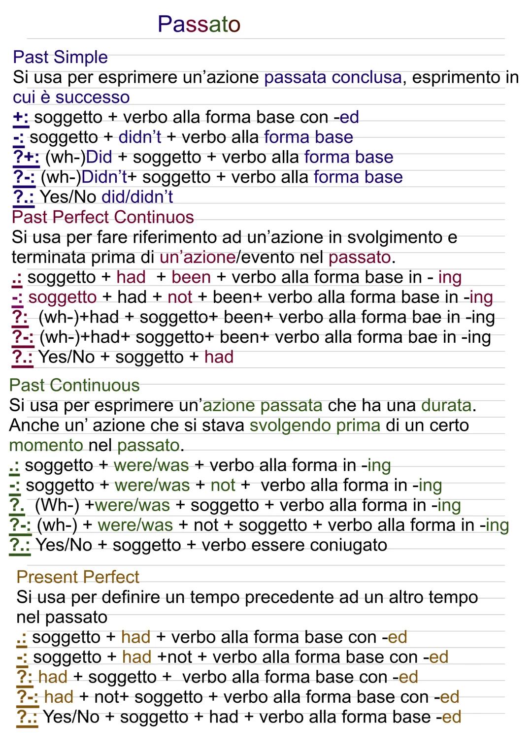 # VERBI IN INGLESE

Present Simple Presente

Si usa per le abitudini, un fatto che è vero oppure per un
fatto che è vero per un lungo period