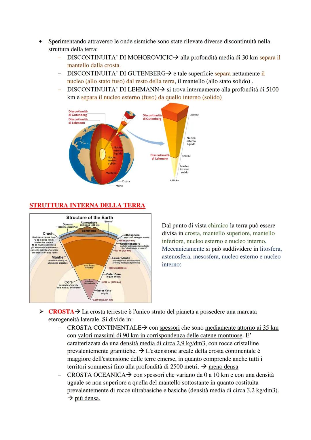 CONOSCENZE DIRETTE→Raccogliere informazioni dirette sull'interno della Terra non
è possibile se non entro uno strato superficiale di appena 