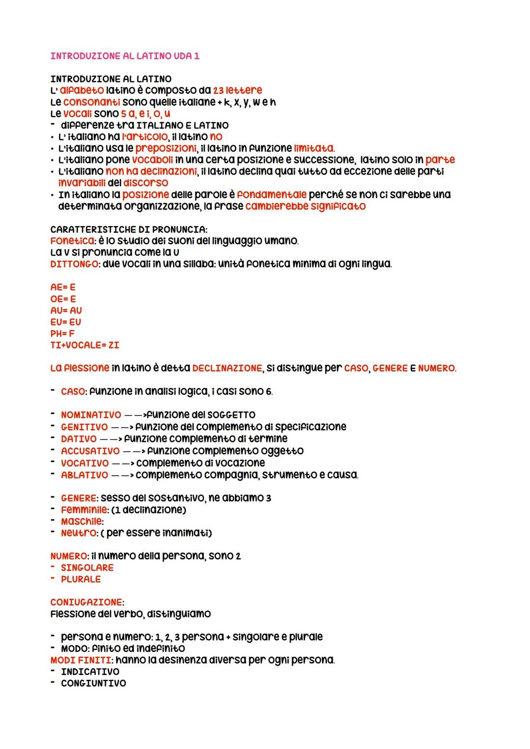 # INTRODUZIONE AL LATINO UDA 1

INTRODUZIONE AL LATINO
L'alfabeto latino è composto da 23 lettere
Le consonanti sono quelle italiane + k, x,