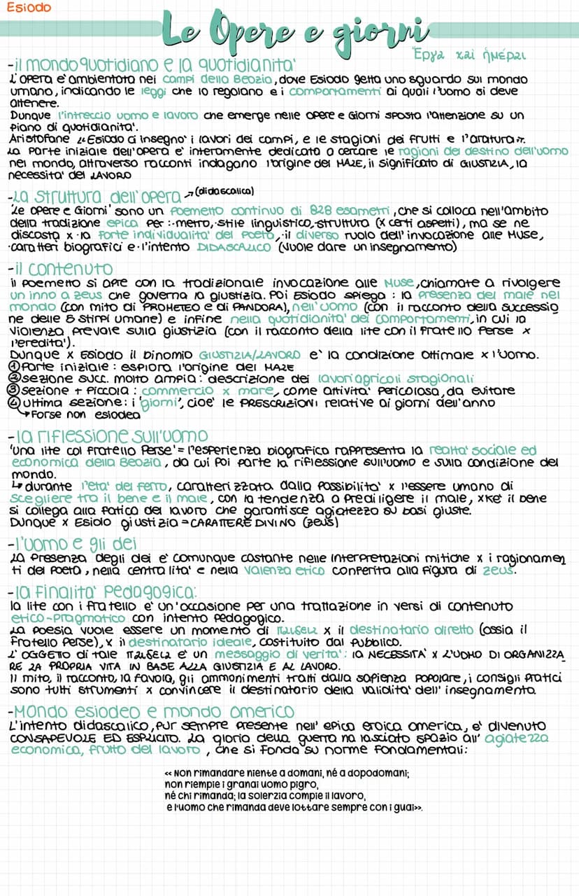 Esiodo
Origini:
TUHO cio' che si sa sulla vita di Esiodo deriva dalle notizie autobiografiche che egli Stesso inserisce
nei Suoi 2 poemi giu