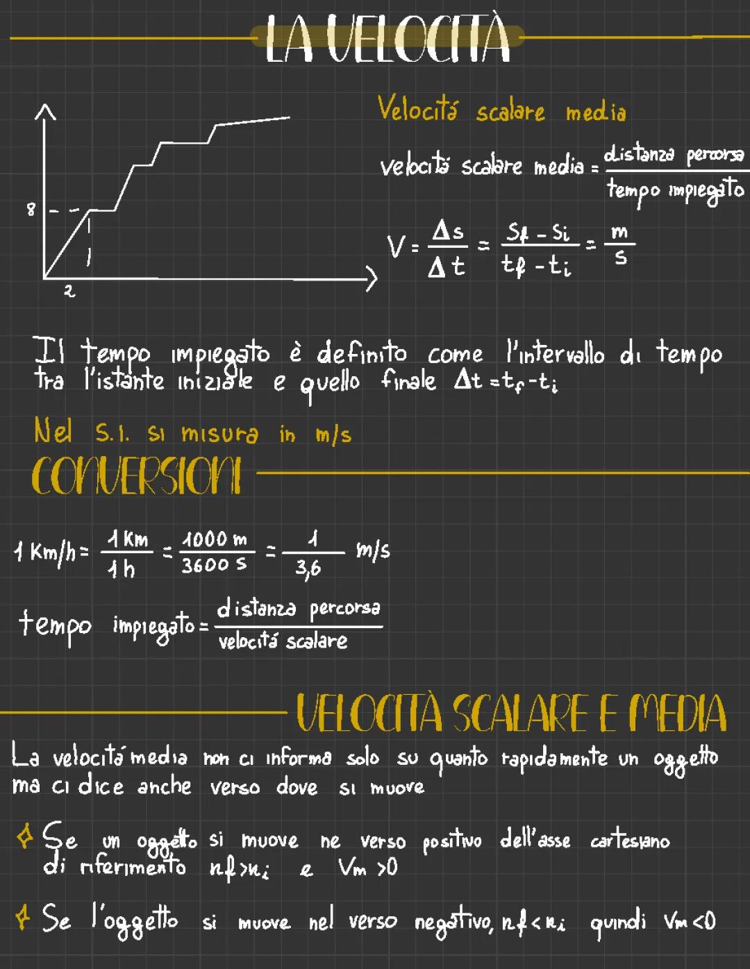 Velocità scalare e vettoriale: Formule e calcoli della velocità