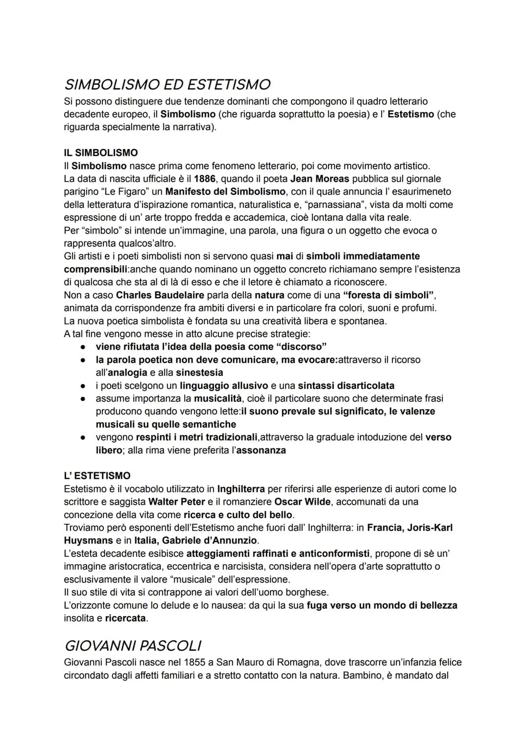 ARGOMENTI INTERROGAZIONE
● Simbolismo
● Estetismo
●
Pascoli
• Myricae
● Lavandare
Decadentismo
● Novembre
• Temporale
●
Il lampo
Il tuono
X 