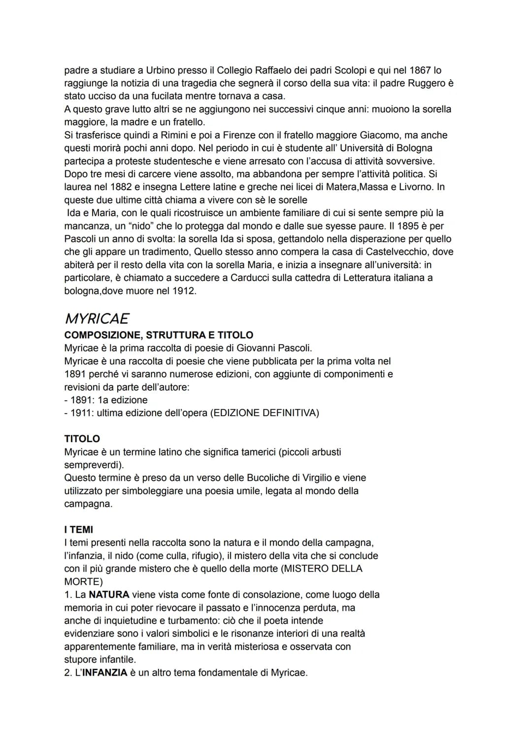 ARGOMENTI INTERROGAZIONE
● Simbolismo
● Estetismo
●
Pascoli
• Myricae
● Lavandare
Decadentismo
● Novembre
• Temporale
●
Il lampo
Il tuono
X 