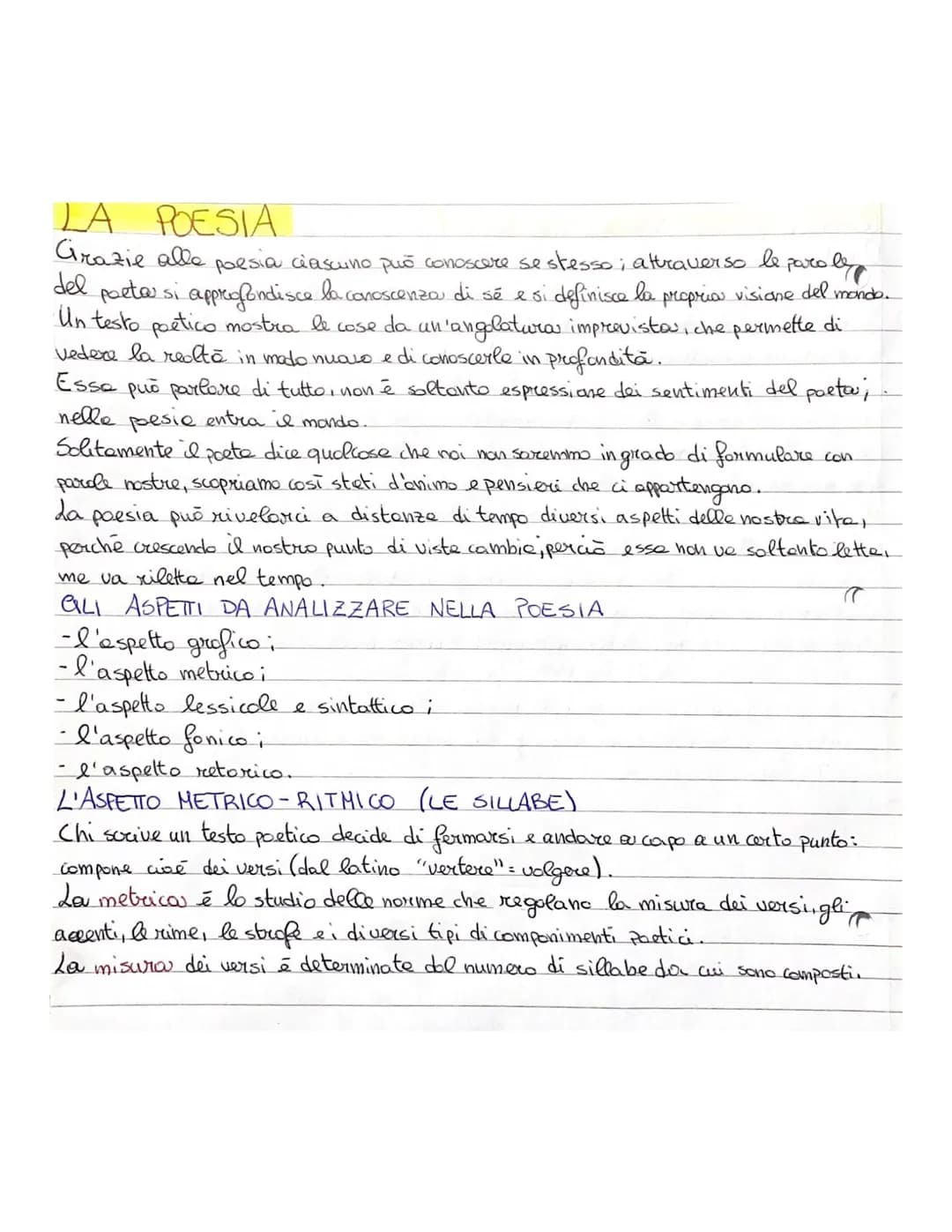 LA POESIA
Grazie alla poesia ciascuno può conoscere se stesso; attraverso le parole
del porta si approfondisce la conoscenza di sé e si defi