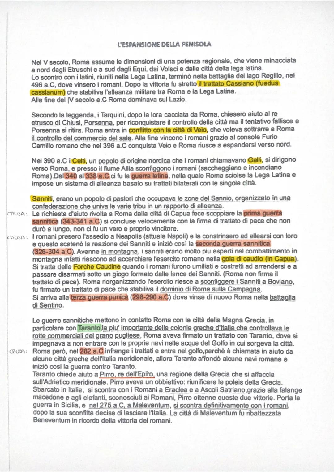 Le guerre sannitiche, la battaglia contro Taranto e le guerre puniche