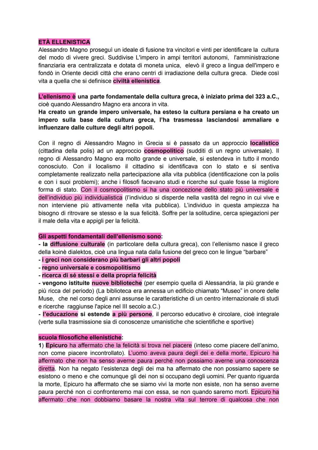 ETÀ ELLENISTICA
Alessandro Magno proseguì un ideale di fusione tra vincitori e vinti per identificare la cultura
del modo di vivere greci. S