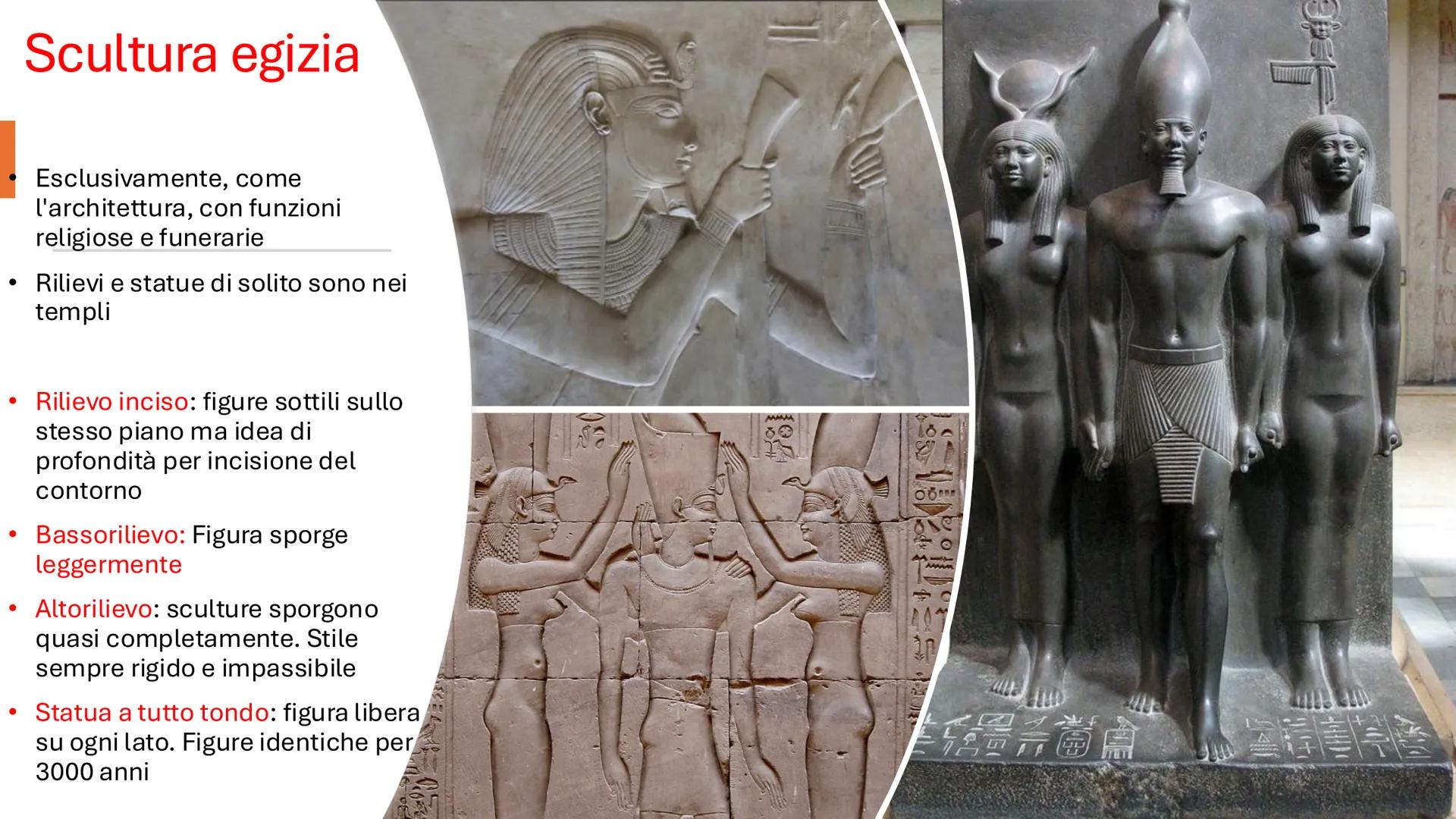 # Arte egizia

Tra l'eterno e l'assoluto # Il fiume nel deserto

- Caso unico nella Storia. Arte immutata per millenni
(3000 a.C. fino alla 