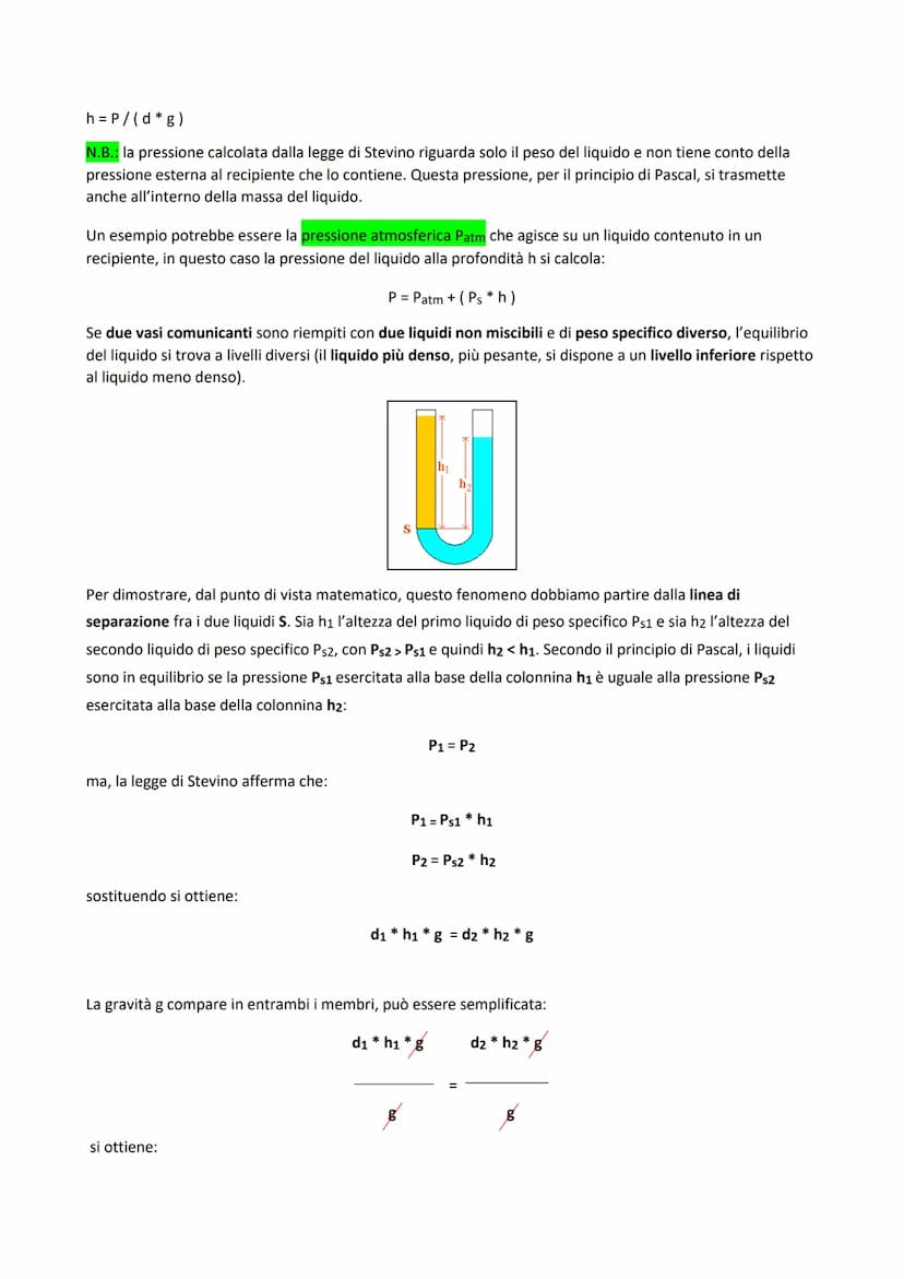 PRESSIONE
La pressione è il rapporto tra una forza e la superficie su cui questa forza è distribuita, (quando agisce la
forza perpendicolarm
