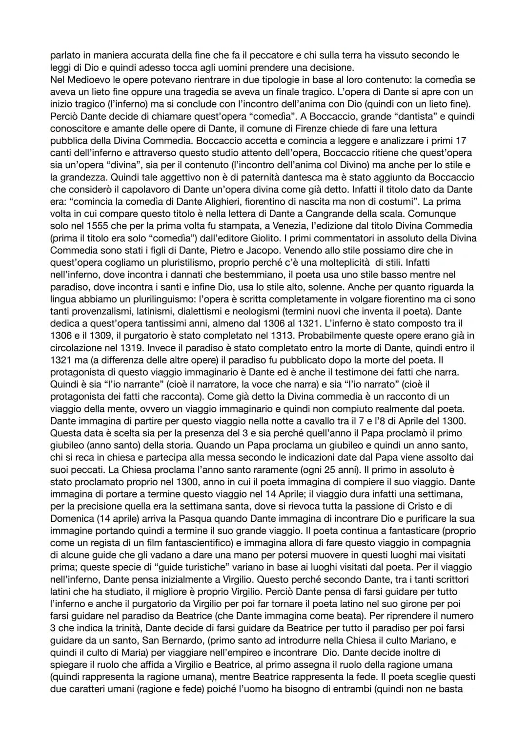 
<p>Dante dedica il resto della sua vita a quest'opera e per essa interrompe molte delle opere che aveva iniziato. La Divina Commedia è un p