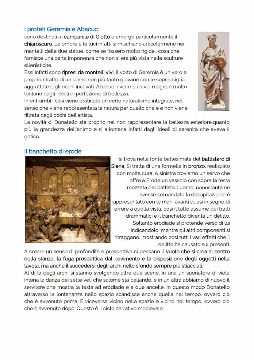 donatello
nasce a Firenze nel 1386, fa un apprendistato presso la bottega di Ghiberti, dove
apprende la tecnica della lavorazione con il ces