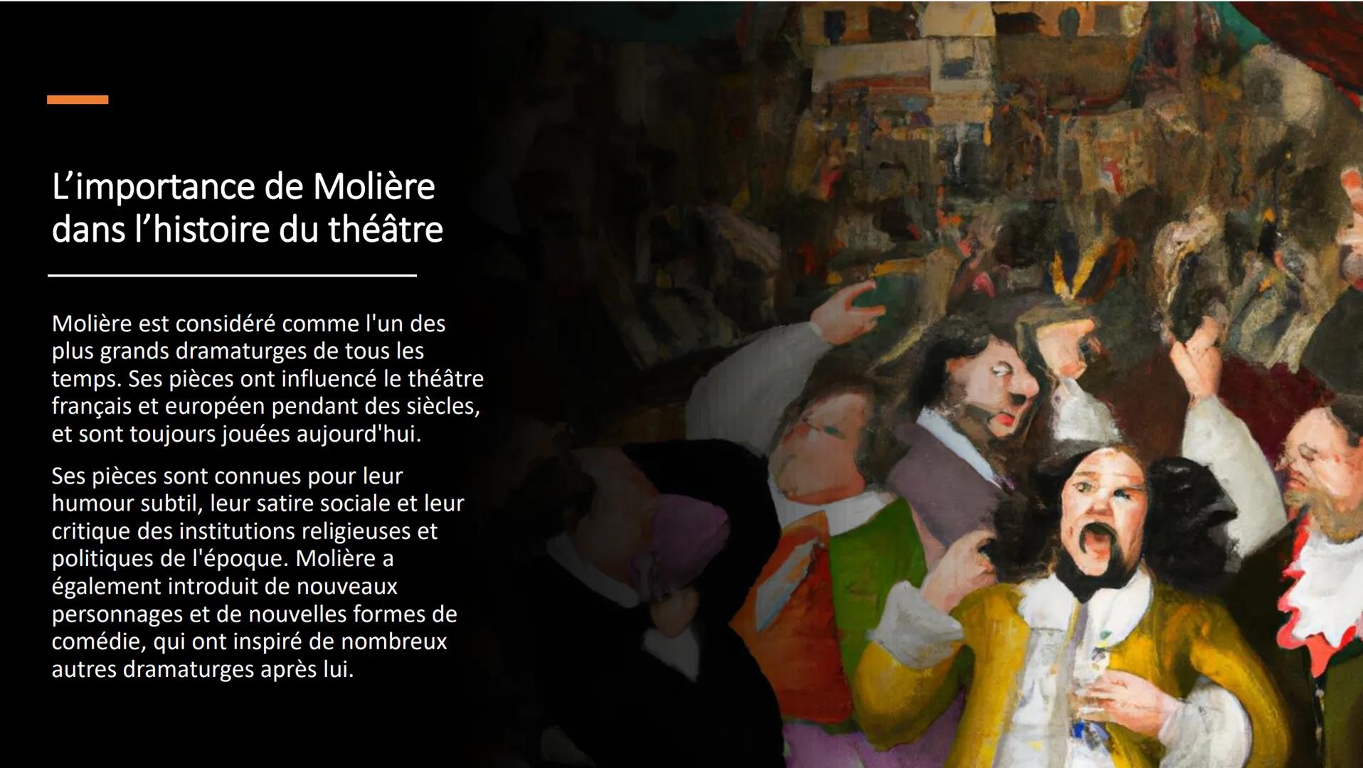 Molière
Anna Domenghini 3BT La vie de Molière
Molière, de son vrai nom Jean-Baptiste
Poquelin, est né en 1622 à Paris. Il était le fils
d'un