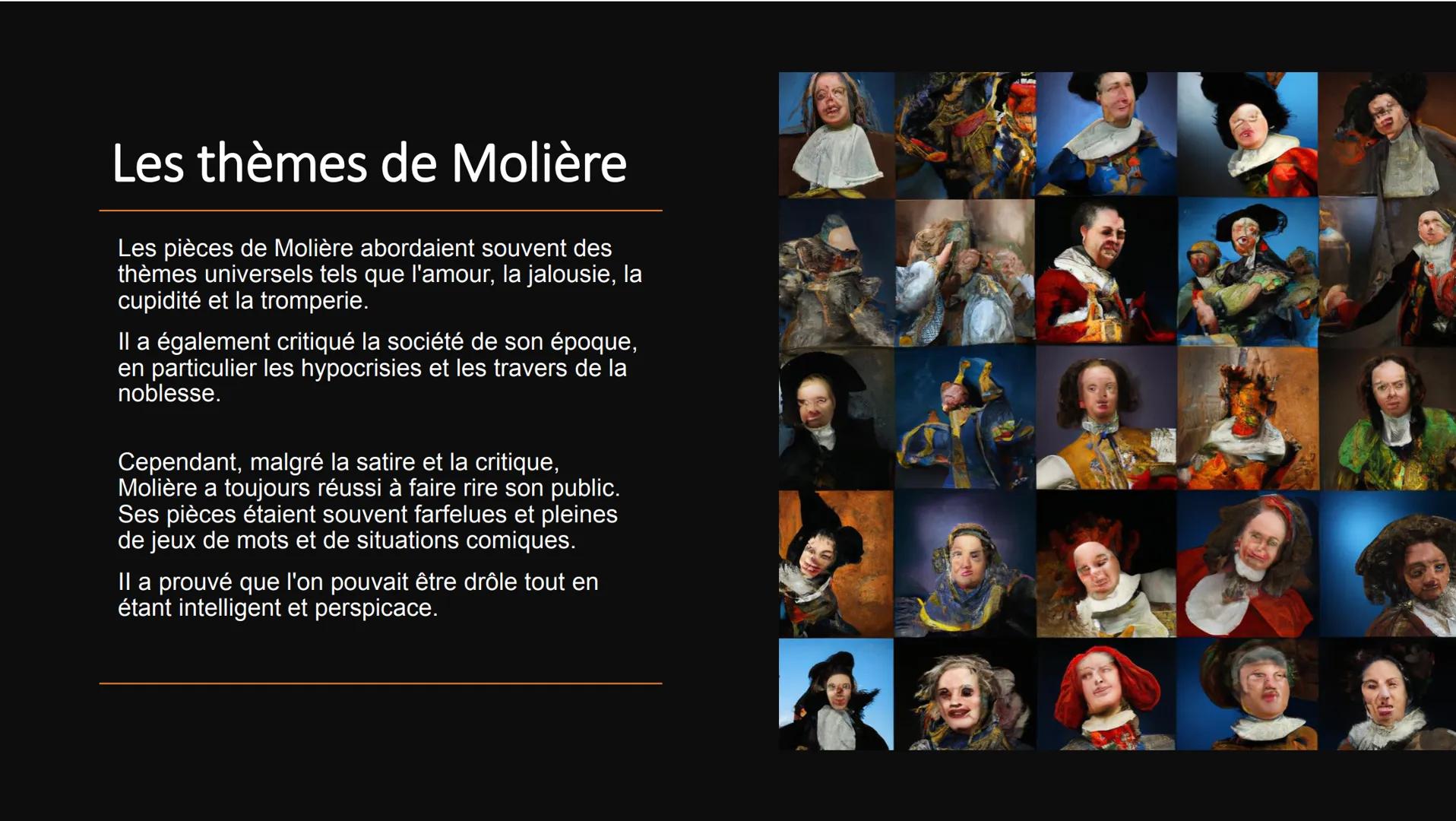 Molière
Anna Domenghini 3BT La vie de Molière
Molière, de son vrai nom Jean-Baptiste
Poquelin, est né en 1622 à Paris. Il était le fils
d'un