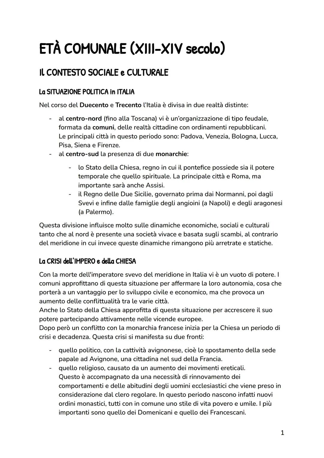 Letteratura italiana: L'età comunale e le sue opere