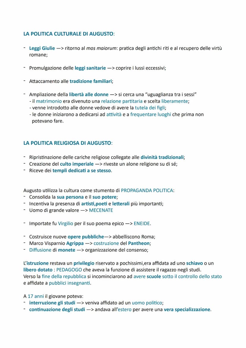 IL PRINCIPATO DI AUGUSTO
31 a.C - 14 d.C
Nel 31 a.C giunse a compimento la crisi delle istituzioni repubblicane.
Ottaviano seppe condurre qu