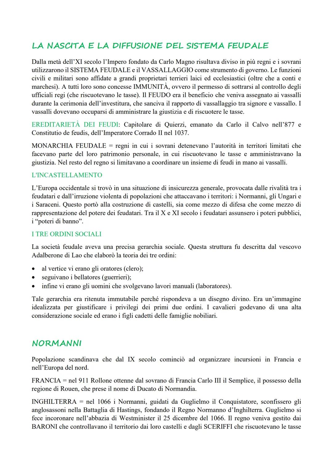 Il Sistema Feudale: Riassunto per Studenti