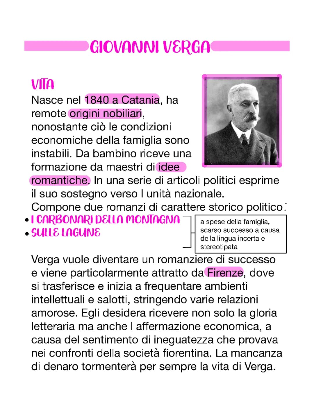 vita e opere di Giovanni Verga