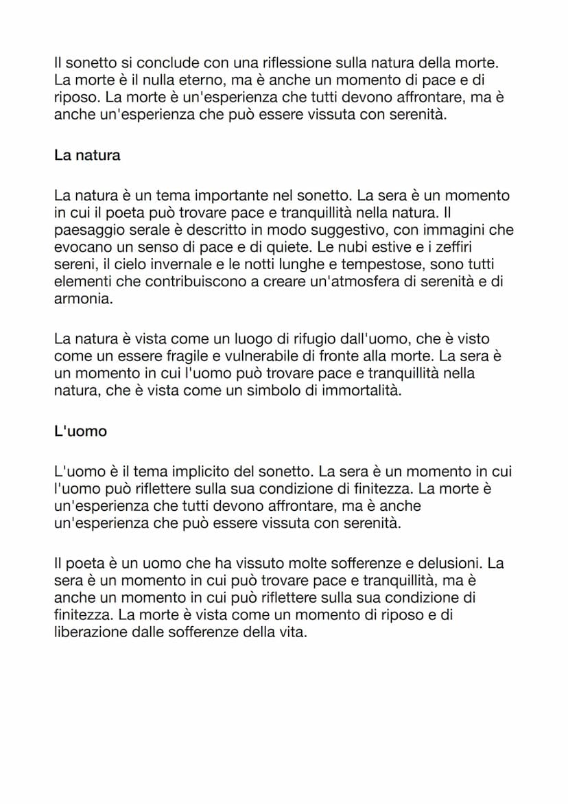 Alla sera
Forse perché sei l'immagine della morte
mi giungi così gradita, o Sera,
sia quando ti corteggian liete
le nubi estive e i zeffiri 