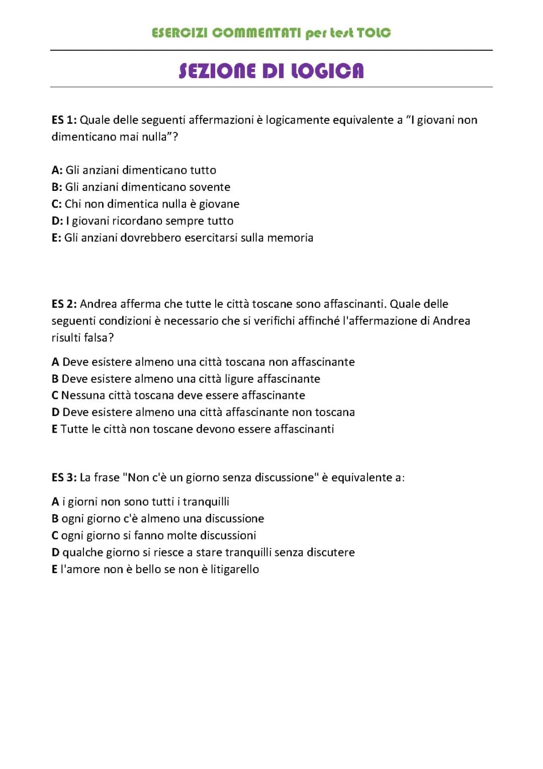 Tolc - simulazione sezione di logica - ingegneria