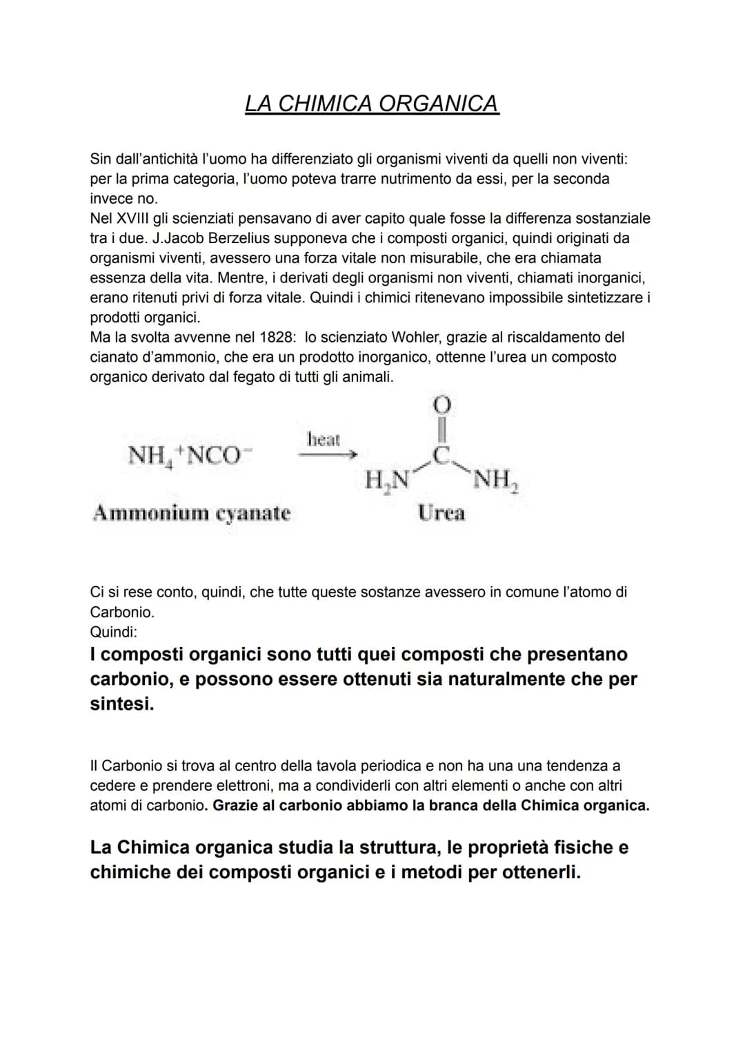 LA CHIMICA ORGANICA
Sin dall'antichità l'uomo ha differenziato gli organismi viventi da quelli non viventi:
per la prima categoria, l'uomo p