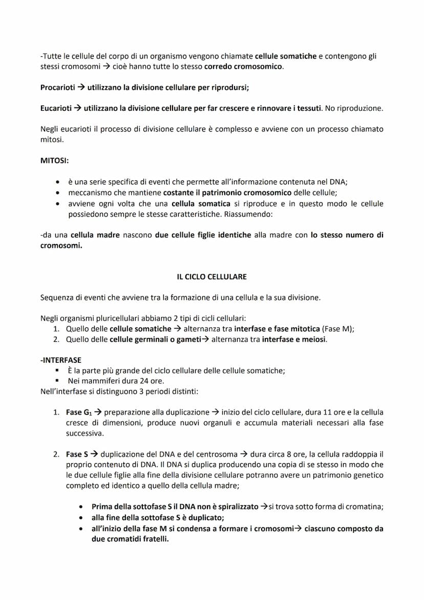 -DIVISIONE CELLULARE: processo tramite il quale una cellula madre dà origine a due cellule figlie.
Permette agli organismi di accrescersi e 