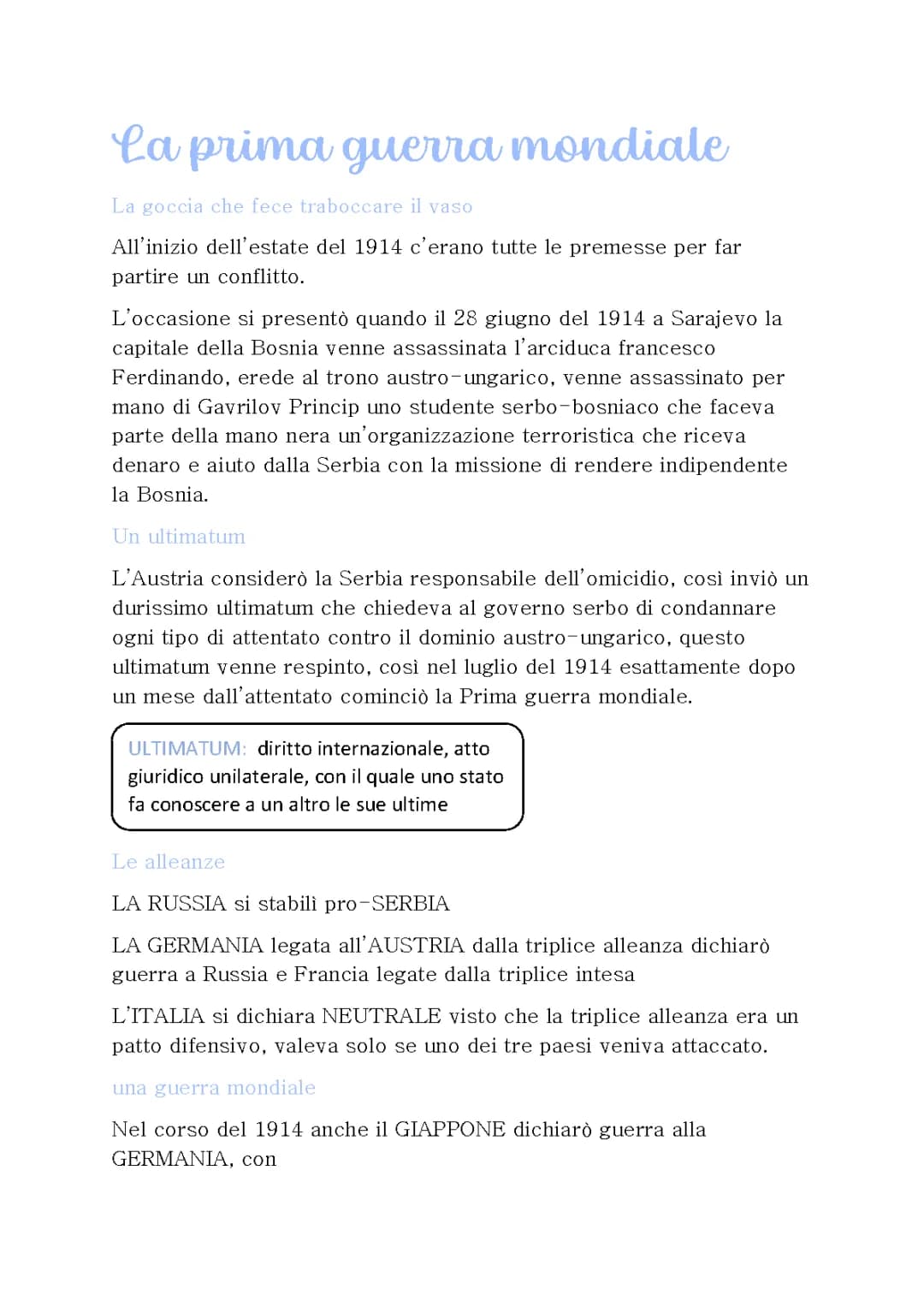 la prima guerra mondiale 