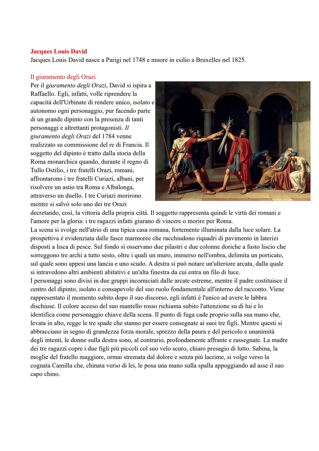 NEOCLASSICISMO
Il neoclassicismo in arte si sviluppa intorno alla metà del XVIII secolo e si conclude con la fine
dell'impero napoleonico ne