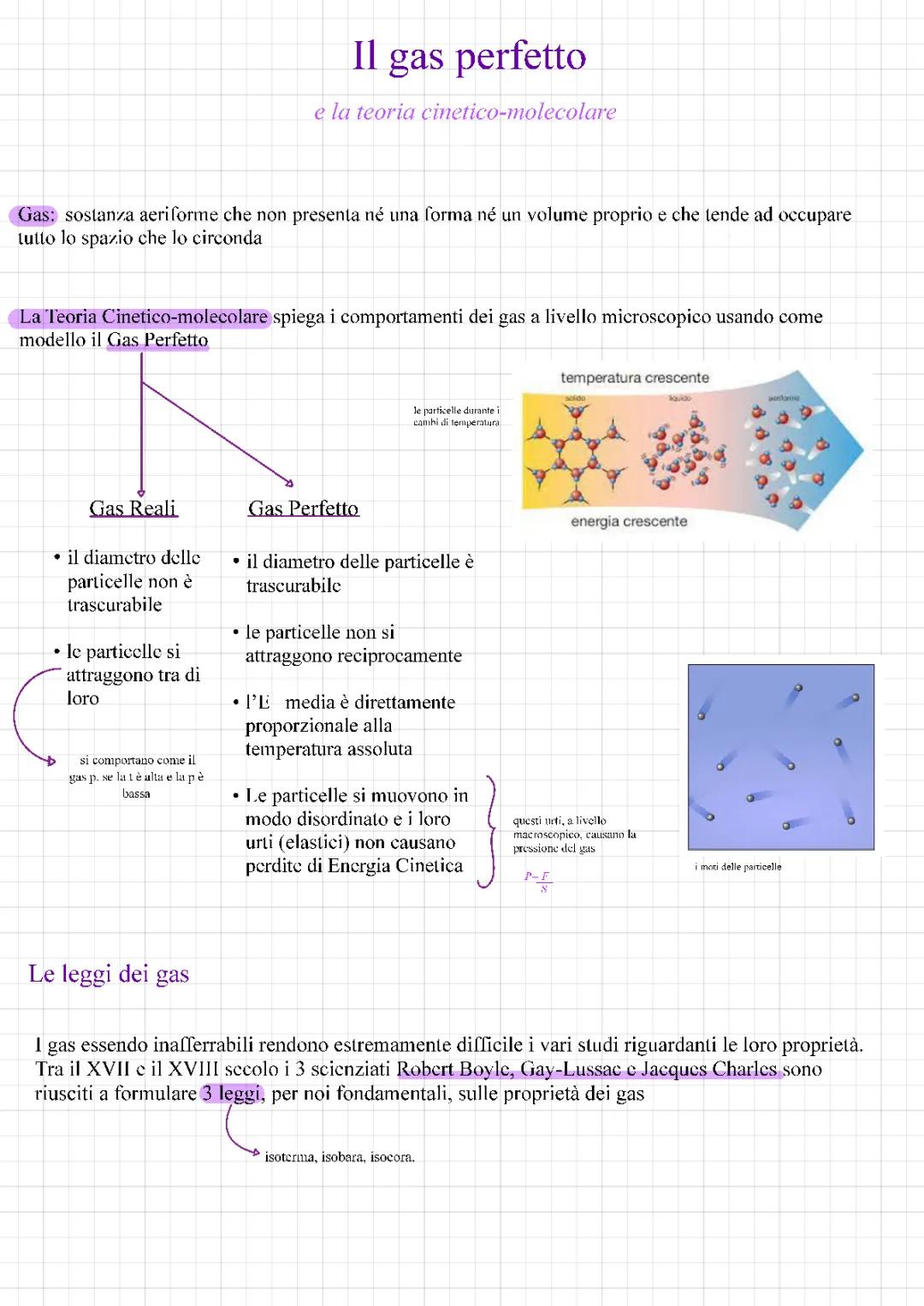 il gas perfetto e la teoria cinetico-molecolare