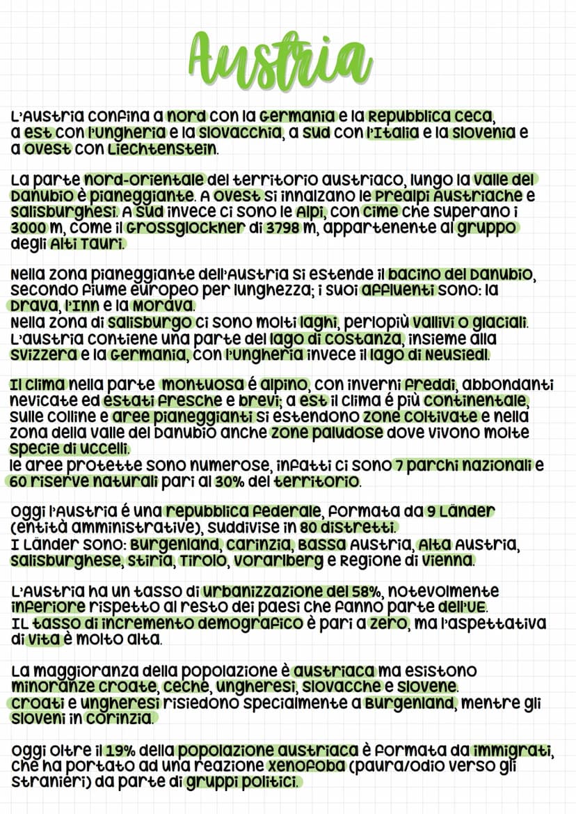 Austria
L'Austria Confina a nord con la Germania e la Repubblica ceca,
a est con lungheria e la slovacchia, a sud con l'Italia e la slovenia