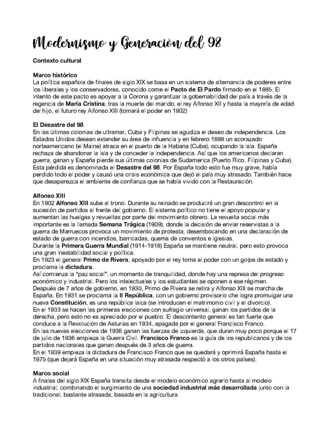 Modernismo y Generación del ‘98