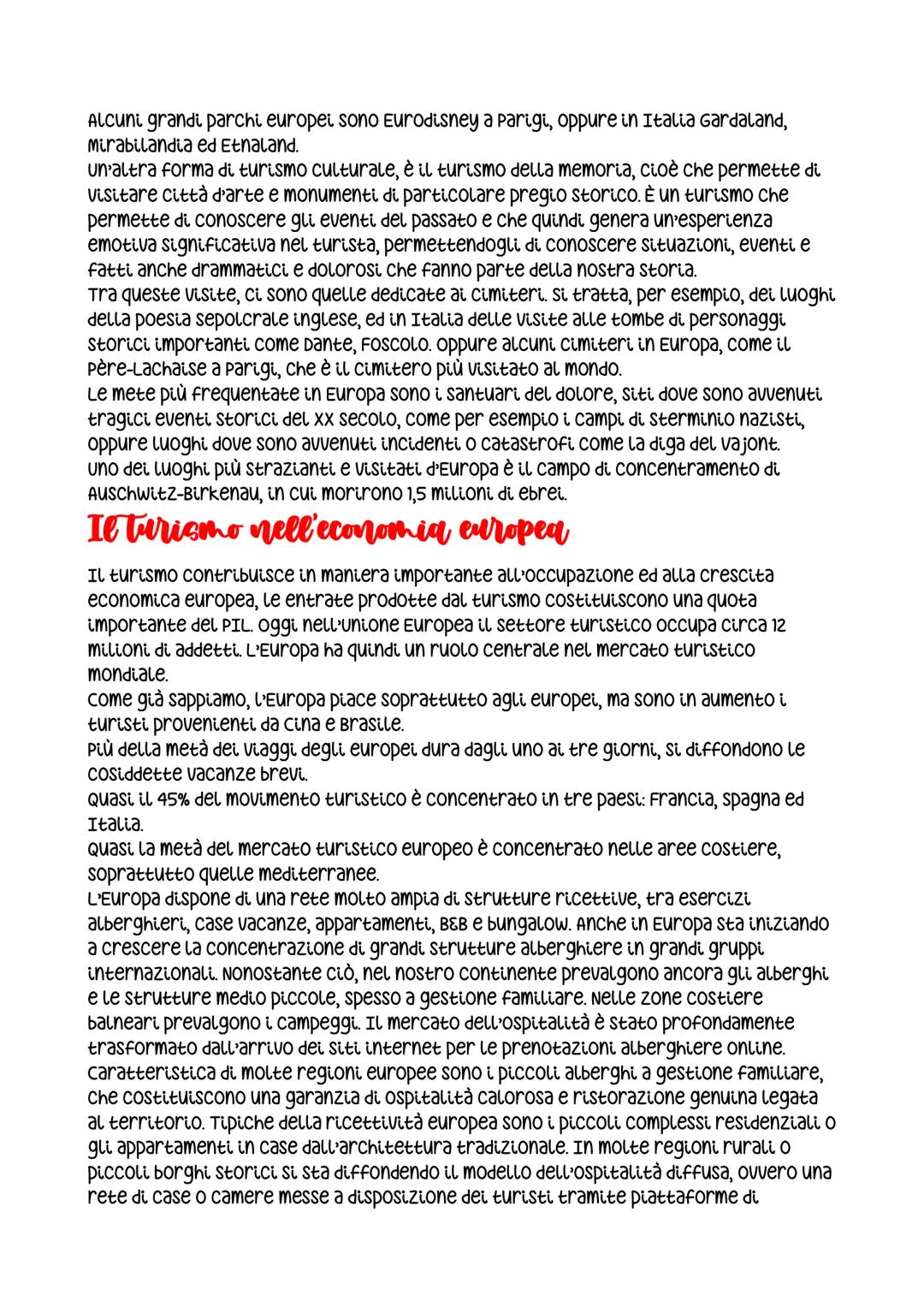 Le risorse del turismo in Europa
L'Europa è il continente con maggior numero di visitatori al mondo, le zone che
attraggono di più i flussi 