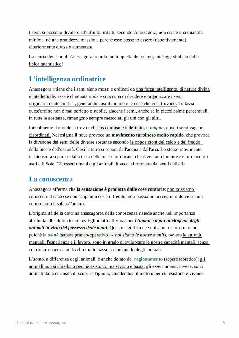 I fisici pluralisti e Anassagora
I fisici pluralisti
I fisici pluralisti, successori della scuola eleatica, tornano ad interessarsi del prob