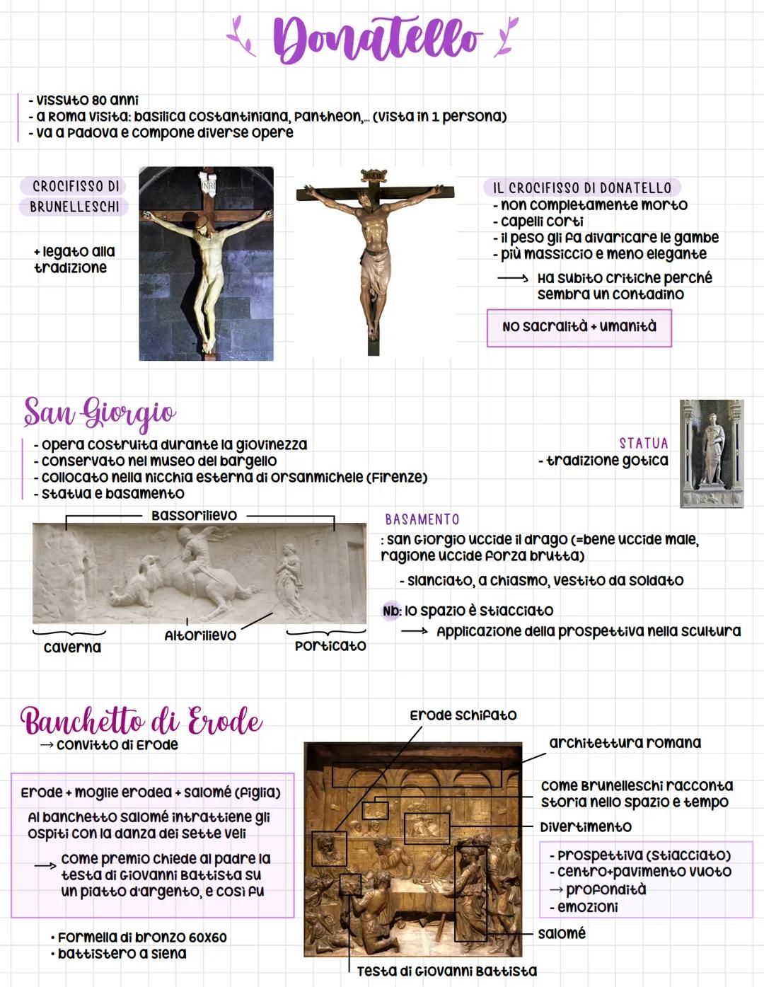 & Donatello &
- Vissuto 80 anni
- a Roma visita: basilica costantiniana, pantheon,... (vista in 1 persona)
- va a Padova e compone diverse o